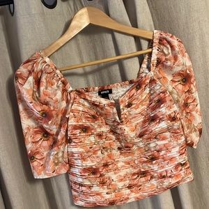 Express Satin Floral Crop